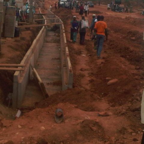 Placement of precast lined drain Dualisation of NEPA- ARAKALE ROAD, Ondo State